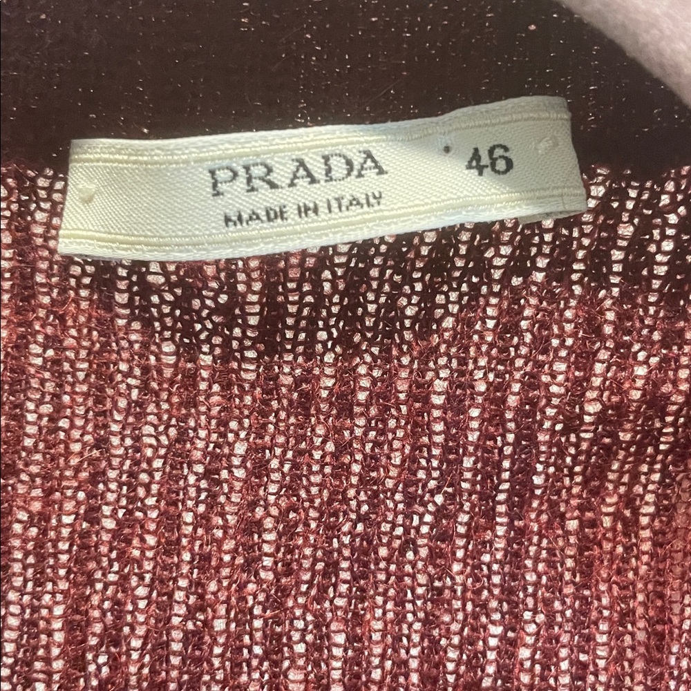 Prada Deep Burgundy Button Down Lightweight Ribbe… - image 2